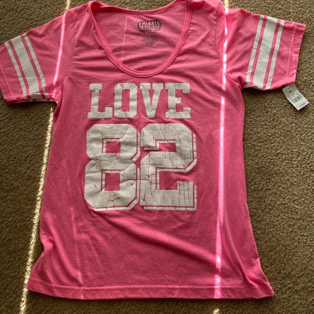 Pink Tee with number an lettering